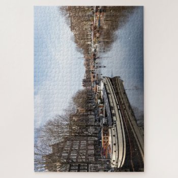 Skating On The Canals Of Amsterdam Winter 2021 Jigsaw Puzzle by Funkyworm at Zazzle