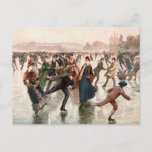 Skating On The Ice Vintage Illustration Postcard at Zazzle