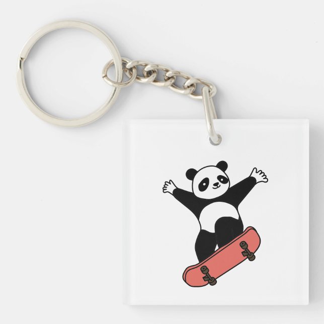 Skating Panda Keychain (Front)
