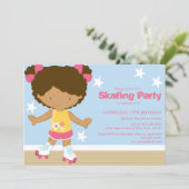 Skating Party | African American girl Invitation (Standing Front)