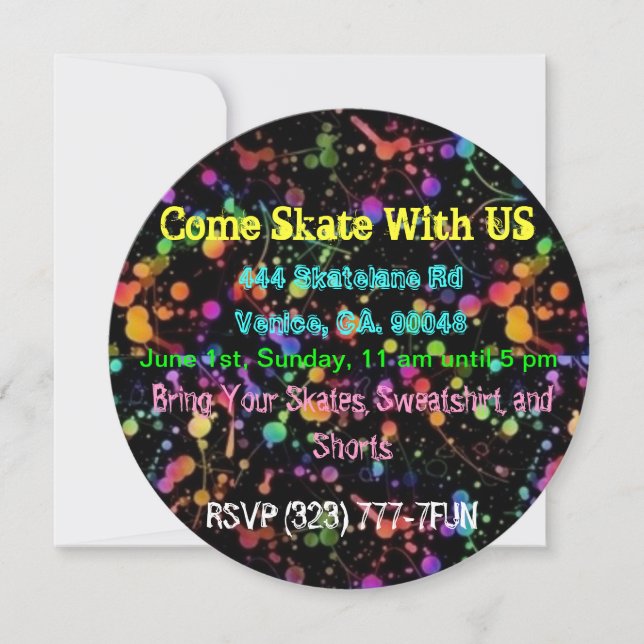 SKATING PARTY CUSTOMIZABLE INVITATIONS - CELEBRATE (Front)