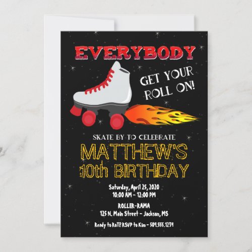 Skating Party Invitation Roller Skate Invitation