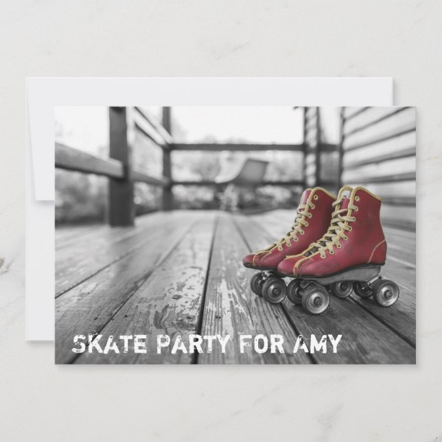 Skating Party, Roller skate, Photo Invitation (Front)