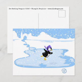 Skating Penguin Christmas Holiday Postcard