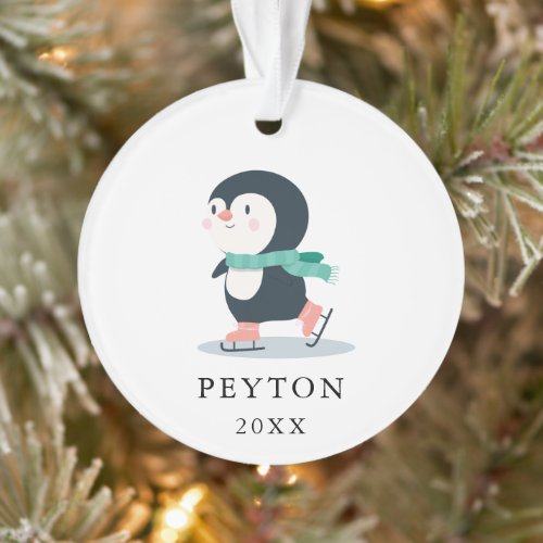 Skating Penguin Kid Baby Christmas Ornament