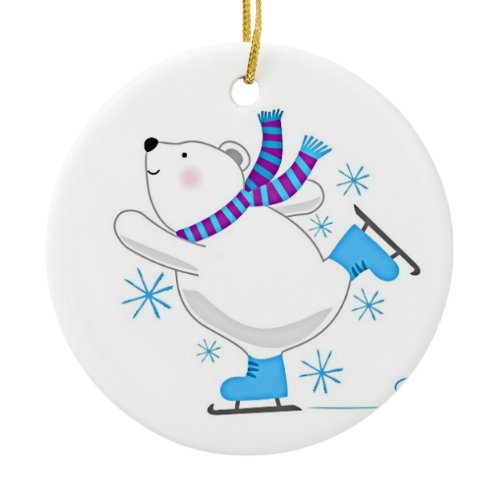 *SKATING POLAR BEAR*  CHRISTMAS ORNAMENT