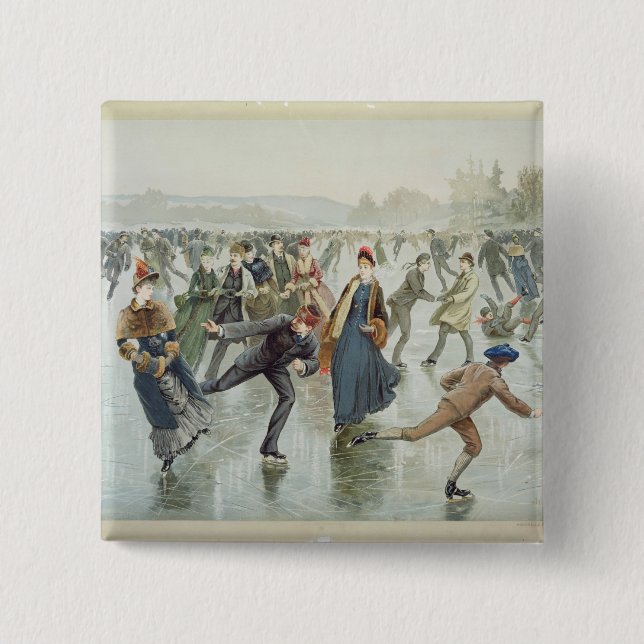 Skating, published by L. Prang and Co. Button (Front)