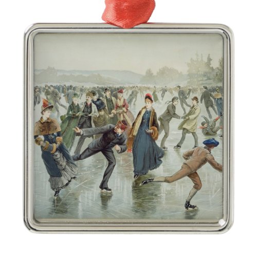 Skating, published by L. Prang and Co. Metal Ornament