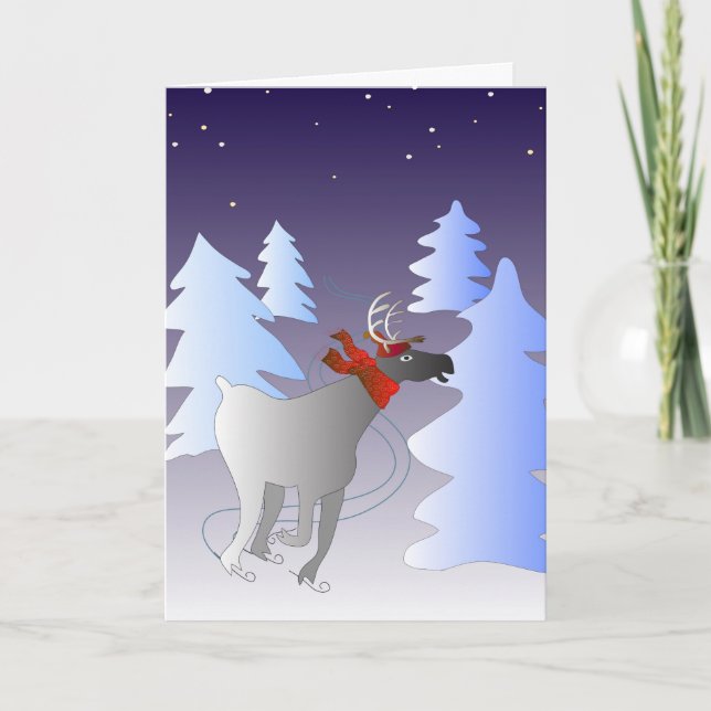 Skating Reindeer Christmas Card (Front)