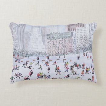 Skating Rink Central Park New York 1994 Accent Pillow by BridgemanStudio at Zazzle