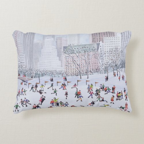 Skating Rink Central Park New York 1994 Accent Pillow