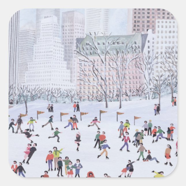 Skating Rink Central Park New York 1994 Square Sticker (Front)