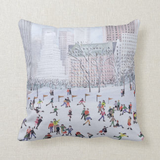 Skating Rink Central Park New York 1994 Throw Pillow