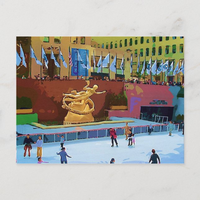 Skating Rink, Rockefeller Center, New York City Postcard (Front)