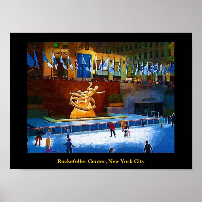 Skating Rink, Rockefeller Center, New York City Poster (Front)