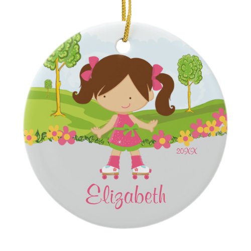 Skating Roller Skater Girl  Christmas Ornament