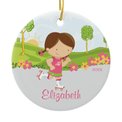 Skating Roller Skater Girl  Christmas Ornament