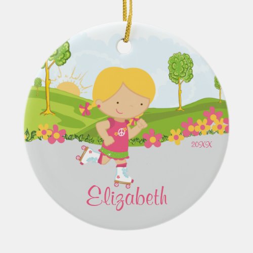 Skating Roller Skater Girl  Christmas Ornament