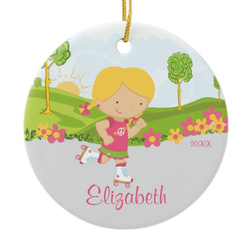 Skating Roller Skater Girl  Christmas Ornament