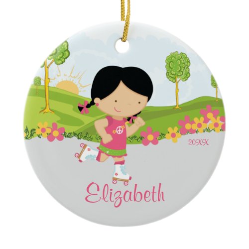 Skating Roller Skater Girl  Christmas Ornament