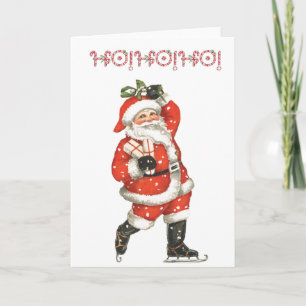 Skating Santa Claus Holiday Card