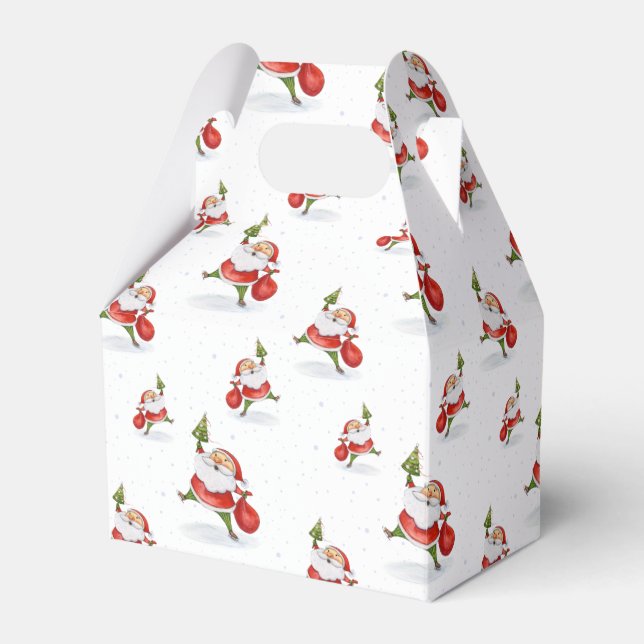 Skating Santa Cute Christmas Favor Boxes (Front Side)