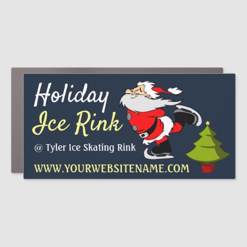 Skating Santa Holiday Ice Rink Festive Event Car Magnet