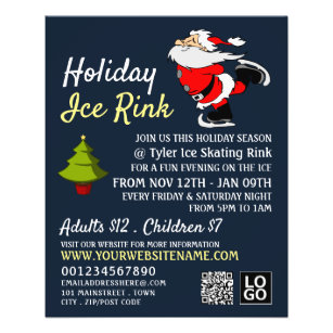Skating Santa, Holiday Ice Rink, Festive Event Flyer