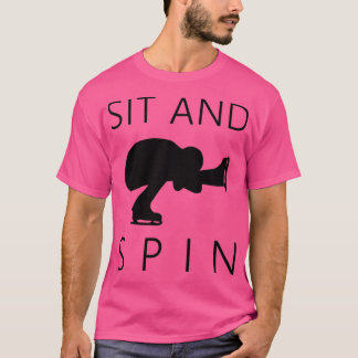 Skating Sit Spin Male Black Silhouette T-Shirt
