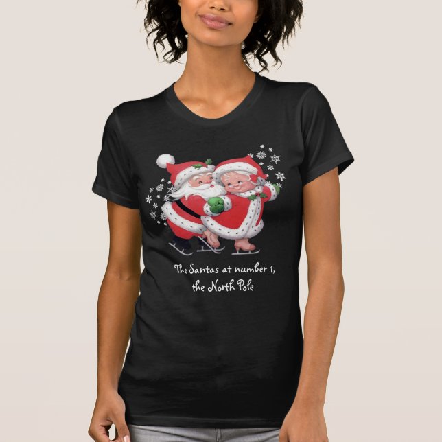 Skating Snowman and Snowwoman Shirt (Front)