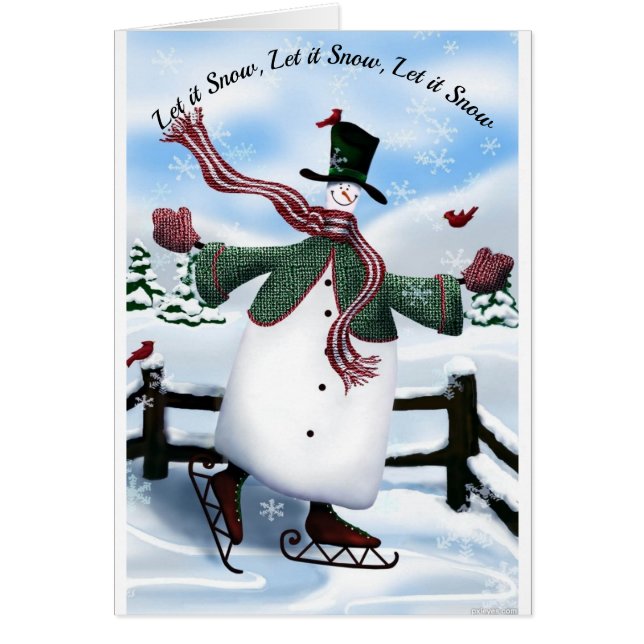 Skating Snowman Christmas Greeting Card (Front)