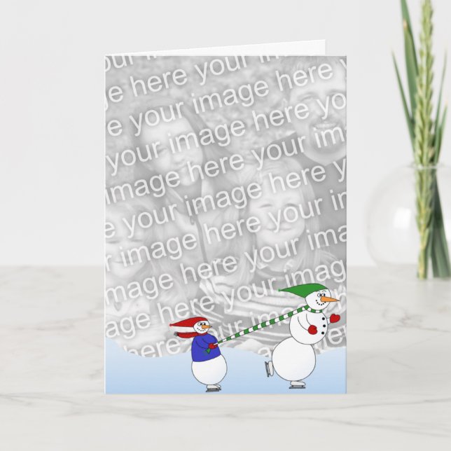 Skating Snowmen 2 Holiday Card (Front)