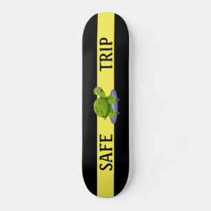 Skating turtle & calligraphy on black & yellow skateboard