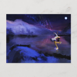 Skating Under the Northern Lights Postcard