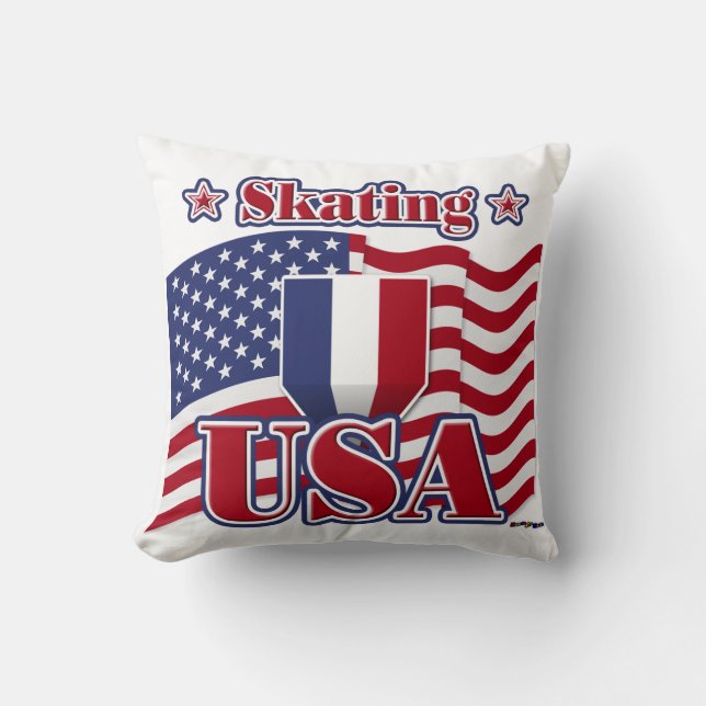 Skating USA Throw Pillow (Front)