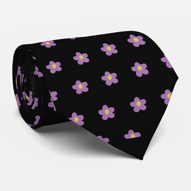 Skaymarts Black Color Rose Floral Design Neck Tie (Rolled)