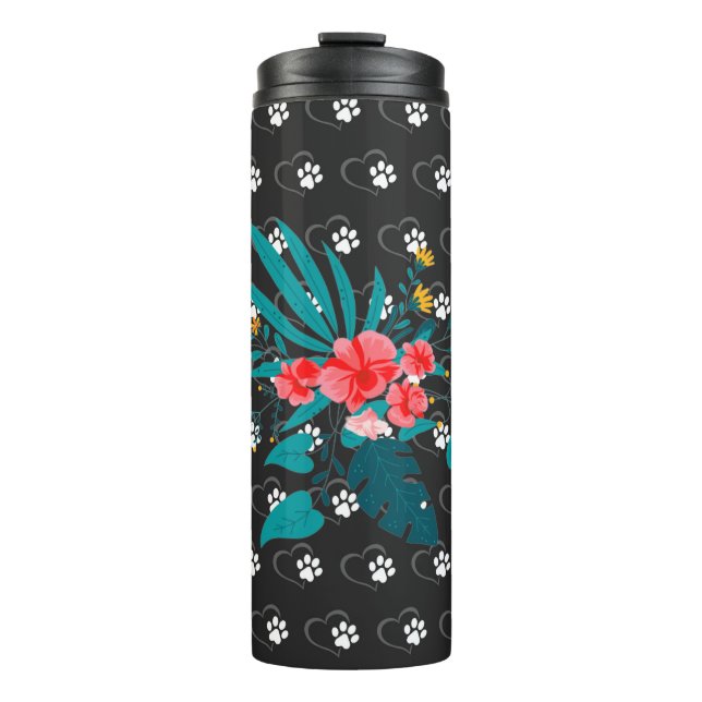 Skaymarts | Black Floral Design Thermal Tumbler (Front)
