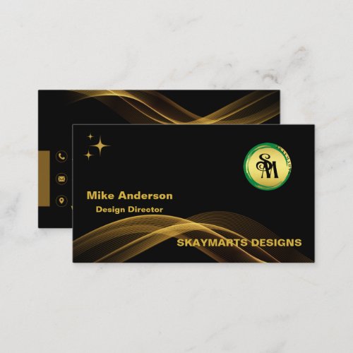 Skaymarts  Black Gold Minimalist Custom Logo Busi Business Card
