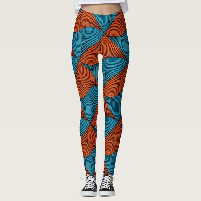 SKAYMARTS | Blue Pattern African Ankara Leggings (Front)