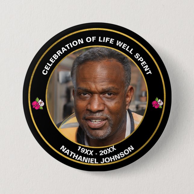 Skaymarts | Celebration Of Life Well Spent Funeral Button (Front)