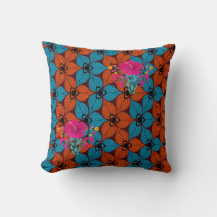 SKAYMARTS Floral African Prints Throw Pillow