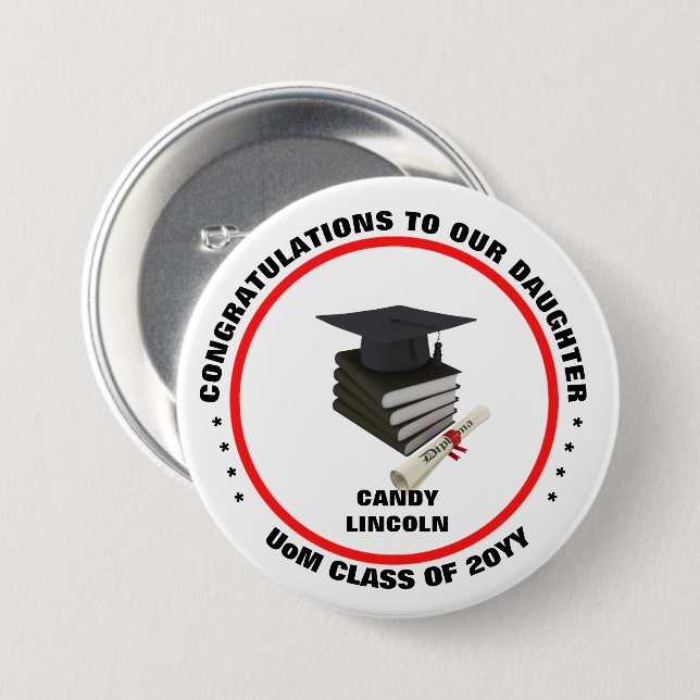 Skaymarts | Proud Of Our Daughter's Graduation Button (Front & Back)