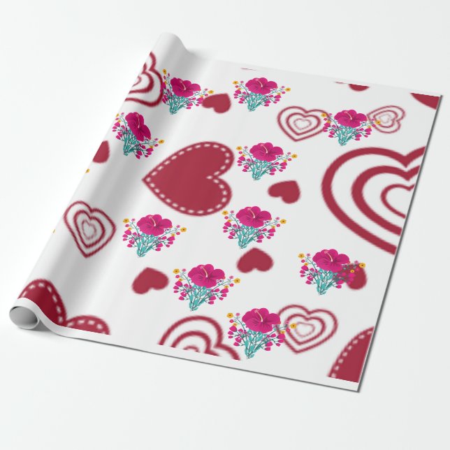 Skaymarts | Unique Love Floral Wrapping Paper (Unrolled)