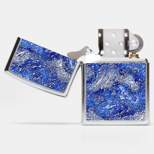 Skeened to very rough gray stains on blue texture  zippo lighter