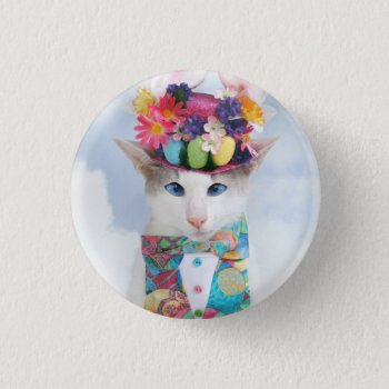 Skeezix The Cat Easter Bunny Button by knichols1109 at Zazzle