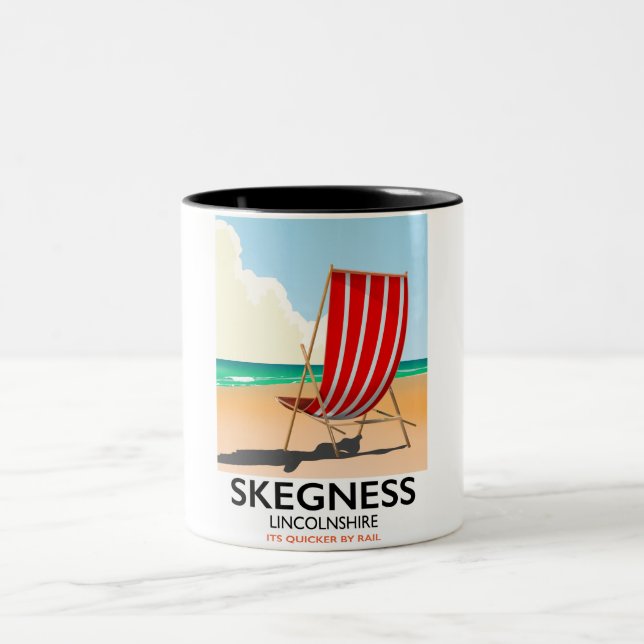 Skegness Lincolnshire beach poster Two-Tone Coffee Mug (Center)
