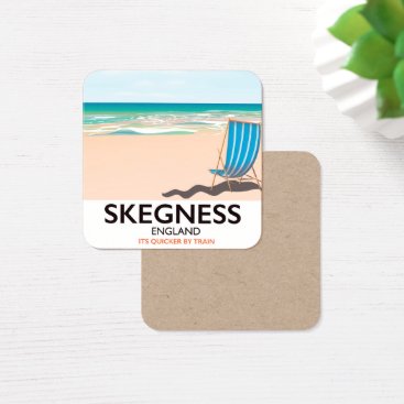 skegness vintage train travel poster. square business card skegness vintage train travel poster. square business card