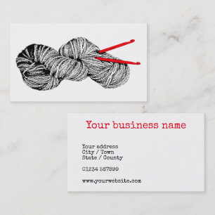 Skein of wool & crochet hooks vintage type business card