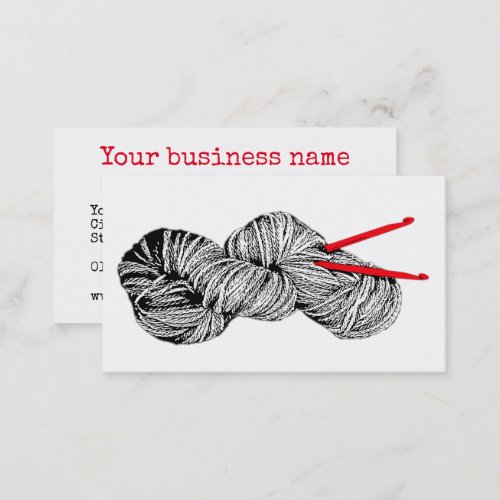 Skein of wool  crochet hooks vintage type business card