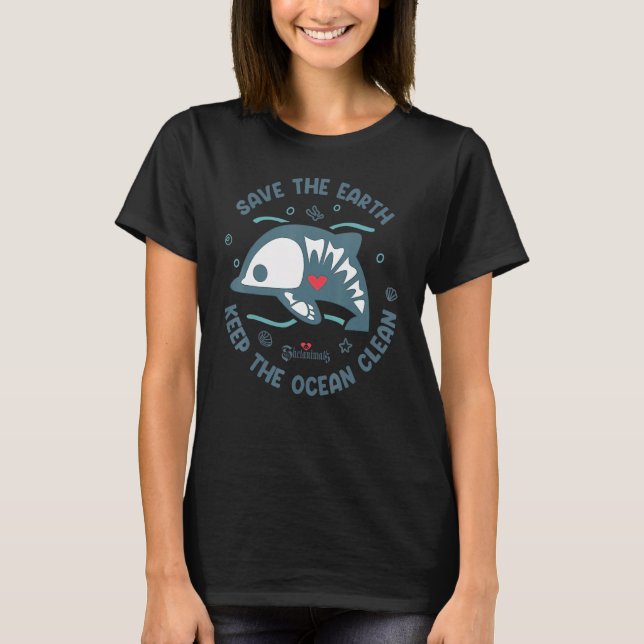 Skelanimals Dolphie Keep The Ocean Clean Girls T-Shirt (Front)
